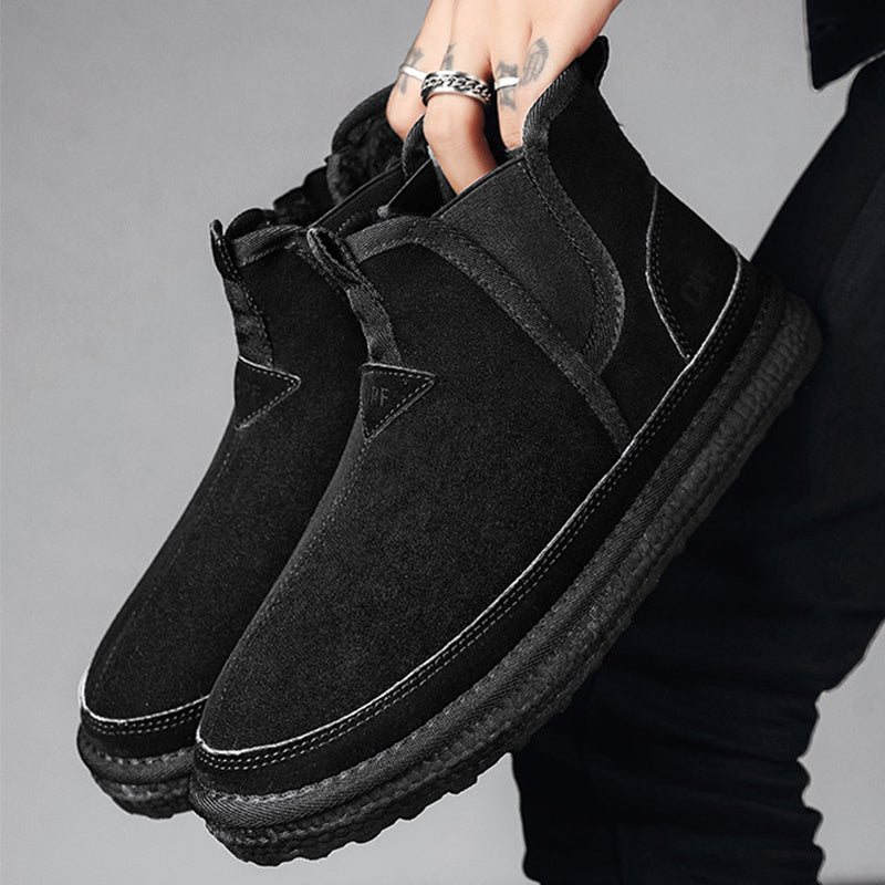 Winter Fleece Snow Boots Round-toed Flat Shoes Casual Warm Sports Shoes Men Ankle Boot