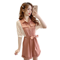 Women's summer floral stitching jumpsuit