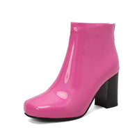 Women's Solid Color Ankle Boots Patent Leather High Heel Fashion