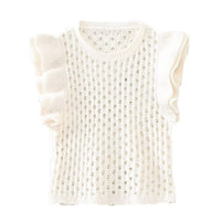 Hollow Out Layered Decorative Knitted Sweater Vest For Women
