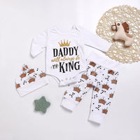 New Baby boys Clothing Set Tops Romper +Crown Pants