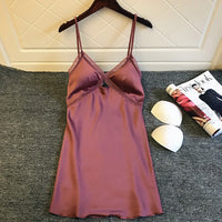 Hot lace lace nightdress with chest pad