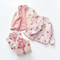 Women's Polar Fleece Jacket Children's Stand Collar Plus Fleece Pink