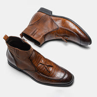 Fashion business men's plush short leather boots