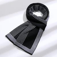 Cashmere Plaid Long Men's Scarf With Neck
