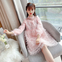 Girls Fashion Lace Embroidered Mesh Dress
