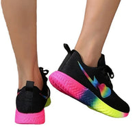 Round Head Heart Knitted Lace Up Running Shoes