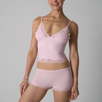 Lightweight Lace Triangle Camisole And Briefs Set With Delicate Edging
