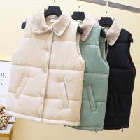 Sleeveless Vest Warm Down Cotton Lamb Wool Vest For Women