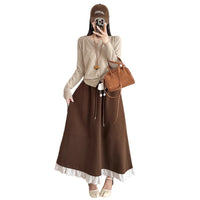 Women's Fashion Lace Trim Flare Skirt