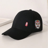 Men's Black And White Printed Chinese-style Lion-themed Large-sized Sun-protective, Fashionable And Versatile Baseball Cap, Suitable For Daily Use, Outdoor Activities And Street Play.