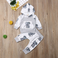Long-sleeved striped elephant sweater