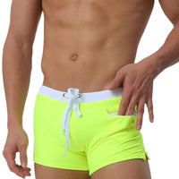 Men's Simple Stylish Drawstring Boxer Swim Trunks