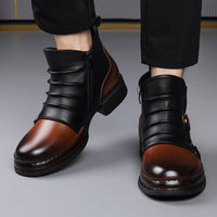 Mens British-style Retro Fleece-Lined Thermal Boots With Side Zipper