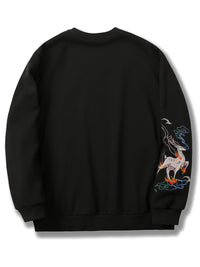 Fashion Embroidered Sweater Deer Round Neck Cotton Jacket Shirt