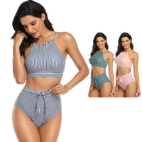 Striped two-piece swimsuit