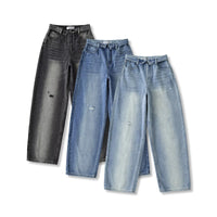 Niche High-waisted Wide-leg Pants With A Curled Hem For Women