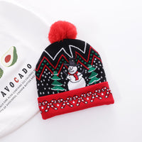 Christmas knitted hat with printed woolen hat