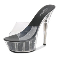 Women's High Heel Slippers With Crystal Sole