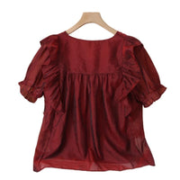 Women's Boat-neckline Lace-trimmed Short Top