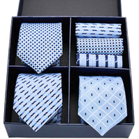 Fashion business striped tie square scarf combo set