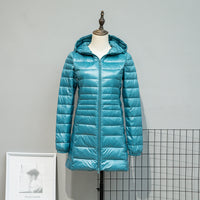 Autumn And Winter Lightweight Down Jacket Women's Mid-length Plus Size Hooded Slim Fit Oversized Coat