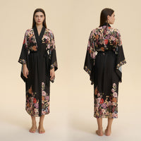 Womens SpringAutumn Printed Long-Sleeve Maxi Nightgown Loungewear