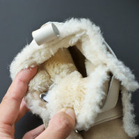 Genuine wool at the mouth of leather girl's short boots is antiskid