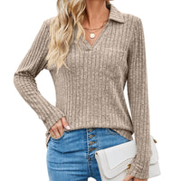 Women's Temperament Long Sleeve Solid Color Top
