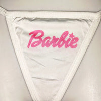 Barbie Letter Print Sexy Cotton Lace-up Thong T Pants Female