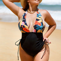 Sexy L Pleating Slim Backless Series Neck Women's One-piece Swimming Suit Swimsuit