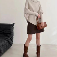 Irregular Turtleneck Sweater Women's Top