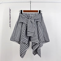 College Style Plaid Irregular Dance Skirt