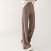 Knitted Wide-leg Pants For Women Soft And Drapey Woolen Straight-leg