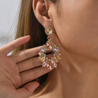 Crystal Wreath Drop Earrings Sparkly Rhinestone Statement Jewelry For Women Wedding Party Prom Festival Daily Wear