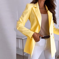 Temperament Long Sleeve Slim-fit Single Button Solid Color Jacket Small Suit