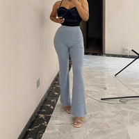 Women's Solid Color Casual Mid-rise Flare Pants