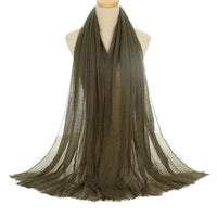 Pleated Viscose Yarn Monochrome Scarf Natural Wrinkled Cotton And Linen Burrs