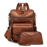 Retro Versatile Women's Backpack With Two-tone Fringe
