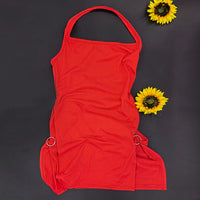 Solid-color Backless Hollow-out Halter Dress For Women