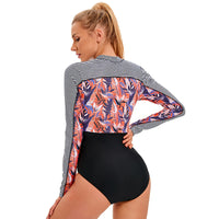 Ladies Long Sleeve Panel Conservative Swimwear