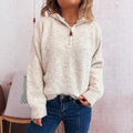 Solid Color Casual Hooded Knitted Sweater For Women