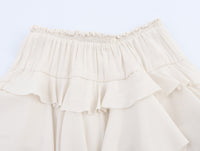 Summer European And American Style Laminated Decoration Midi Skirt Skirt