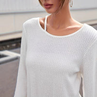 Women's Spring And Autumn Solid Color Curved Bottom Texture Fabric T-shirt