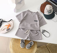 Children's Casual Suit Loose Casual Men's And Women's Short-sleeved Children's Waffle