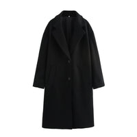 Women's Solid Color Polo Collar Baggy Coat