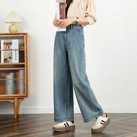 Women's Embroidered Jeans Cropped Wide-leg Pants