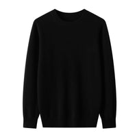 Fall Winter Men Wool Round Neck Solid Color Pullover Sweater Long Sleeve