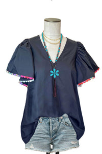 Fashionable V-neck Short-sleeve Shirt Top For Women