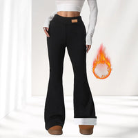 Winter High Waist Stretch Fleece Bell-bottom Pants Slimming Hip Raise